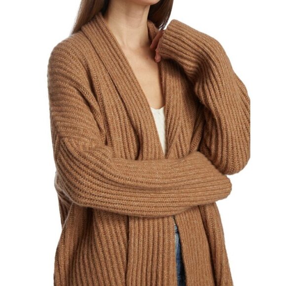 💕NAADAM💕 Cashmere Fisherman Shawl Cardigan  ~ Ginger Brown XL NWT - Picture 2 of 15
